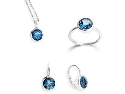 Damenschmuck: Set in Gold/weiß, Topas/blau