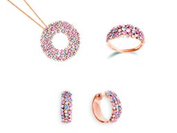 Schmuckset Rotgold/Diamant/Saphir, bunt