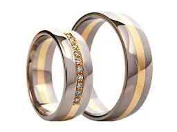 Massive Eheringe, Gold, bicolor, Diamanten