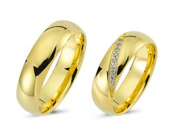 Klassische Eheringe, Gelbgold, breit und massiv, Diamanten