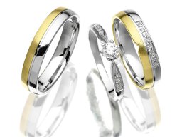 Eheringe Gold, gelb/weiß, Diamanten, Brillantring