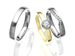 Eheringe Weißgold mit Diamanten und Solitärring