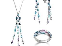 Für Damen: Set Weißgold, Ring, Ohrpendel, Anhänger …