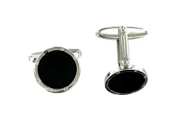Manschettenknopf in Silber, schwarz lackiert