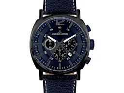 Herrenuhr, Chronograph, blau, Jacques Lemans