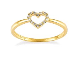 Damenring in Gold, gelb, Diamanten, Herzform
