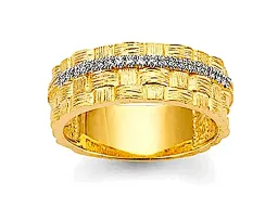 Massiver Goldring mit Diamanten, geflochten