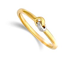 Zarter Ring in Gold, gelb-weiss, Diamanten in 'Kettenglied'