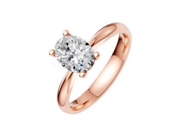 Goldring, rot, mit einem ovalen Diamanten