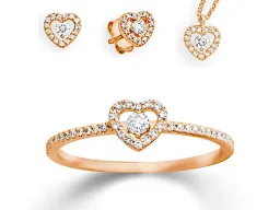 Goldring, Herz, Diamanten, Anhänger, Ohr…