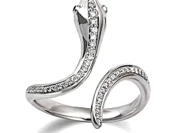 Schlangenring, Weißgold, Diamanten, Saphire