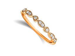 Damenring, Rotgold, zart mit Diamanten