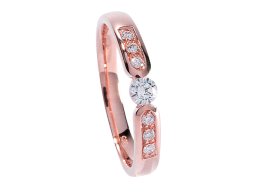 Spannring Rotgold, Solitär &amp; sechs Diamanten
