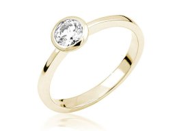 Klassischer Zargenring in Gold, gelb, Brillant