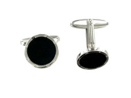 Manschettenknopf in Silber, schwarz lackiert